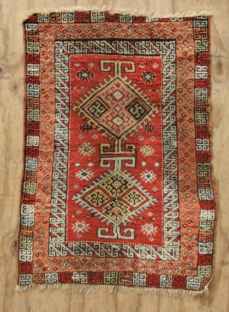 Sivas Yastik circa 1850 with glowing natural dyes and super soft wool. 2'3" x 3'0" / 70 x 90cm              