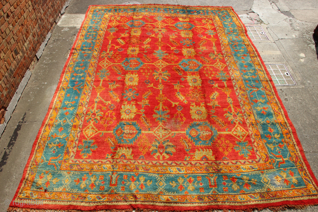 Antique Oushak carpet, available on jamescohencarpets.com                           