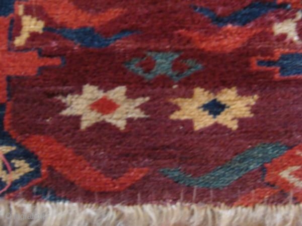 Dyrnak gul yomud main carpet, first half nineteenth century. New sides, some old reweaves. Pile height mostly very good. Incredible green and strong yellow throughout.        