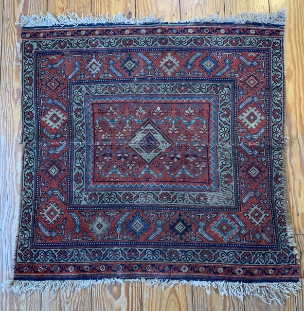 LARGE 3'2"x3'2" Bagface.  Possibly Sanjabi.  Definitely Kurdish. "hinge" in middle.
Ask if more photos desired.                 