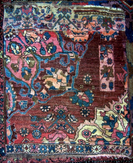 Bijar sampler, circa 1900, 21"x26".  Interesting mix of designs on this wagireh.  Wool warps, wefts are mix of cotton and wool.  Please check out my other listings, and for  ...