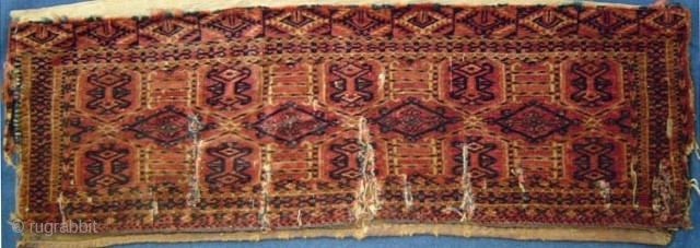 Antique Turkmen Kejebe torba in distressed condition, complete with yellow plain weave back. -- USD 325.plus shipping. Please inquire directly at: johnbatki@gmail.com           