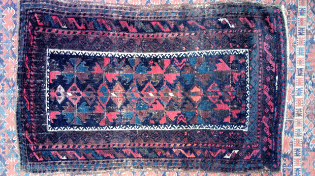 Baluch Bonanza #3: Antique Baluch balisht, very fine weave, luscious wool, silk highlights, 22 x 36 inches / 56 x 90 cm. -- SOLD.- Please check out my other antique Baluch pieces  ...