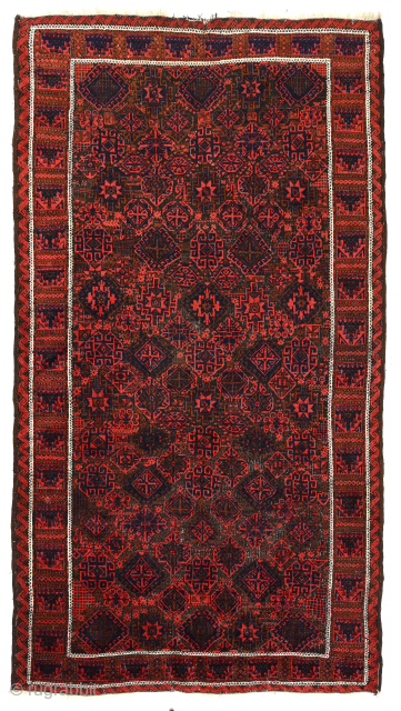 Antique Baloch main carpet, 4'8" x 8'4". Published with full description www.oturn.net/rugs/index.html#baluch.  Please check out the rest of my antique Baloch carpets posted on RR and email johnbatki@gmail.com    