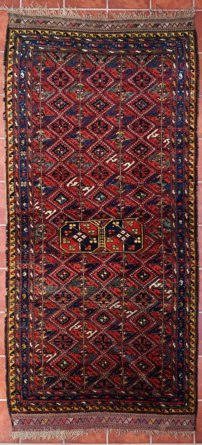 A 19th Century Kurdish rug. Piled in both silk and wool. Good pile. 300cm x 134cm                 