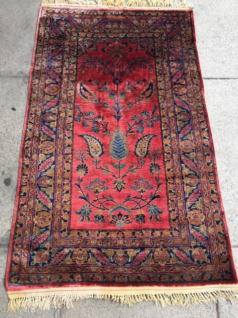 Silk Kashan, circa 1910, 2' 6" x 4' 2", excellent condition                      