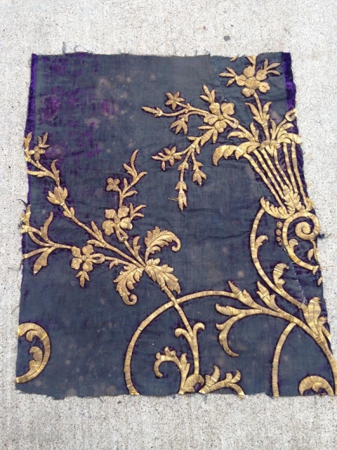 Ottoman Velvet Fragment, 19th Century, 1' 4" x 1' 2"                       