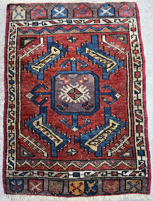 Turkish Yastik, late 19th century, 1'6" x 2'3", excellent condition, stunning colors.                     