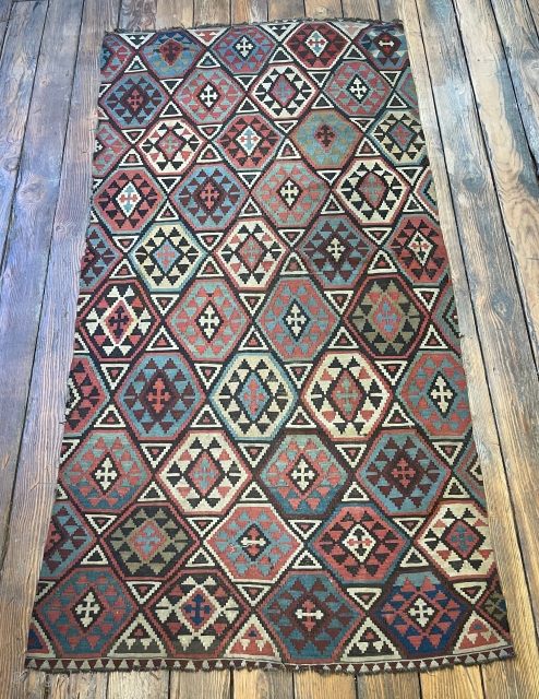 Caucasian Shirvan kilim,4'7"x 13' 9", late 19th century                         