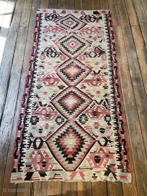 Anatolian Kilim, Early 20th Century, 4' 3" x 10'                        