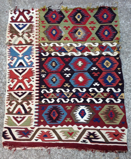 Kilim fragment, 2' 9" x 3' 4", East Anatolia, Late 19th Century                     