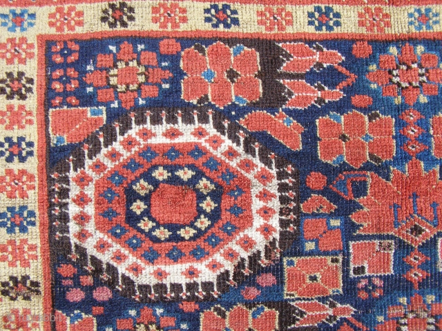 A Beshir carpet, Turkmenistan, mid 19th century.   Good vegetable dyes.  A beautiful piece.   Damaged kilim ends, some minor wear and moth damage (see detailed images).    ...