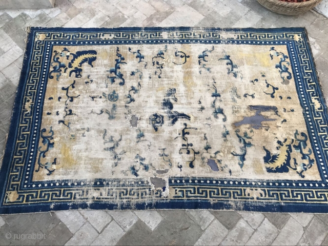 Ningxia carpet nine lion pictures, the time around 1850, size 234cmx150cm, because of network reasons more detail can not be sent, who has the interest can give more detail, welcome to the  ...