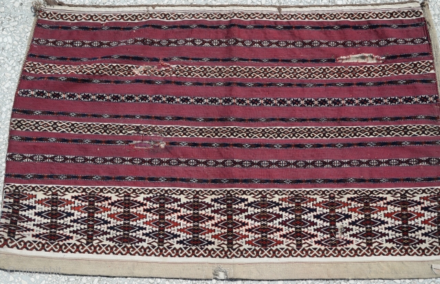 19th century Tekke  Ak chuval
size:127x82cm
          4'2"x2'8"                 