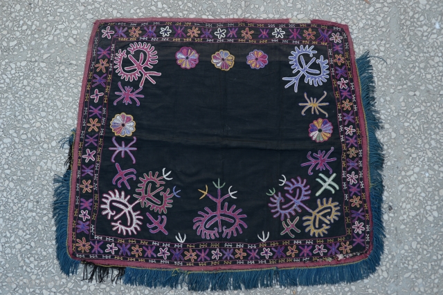  Kirgiz hand Embroidery saddle cover-(wall hanging)Russian block print backing.size:69x77 Cm
30x27inches
                      