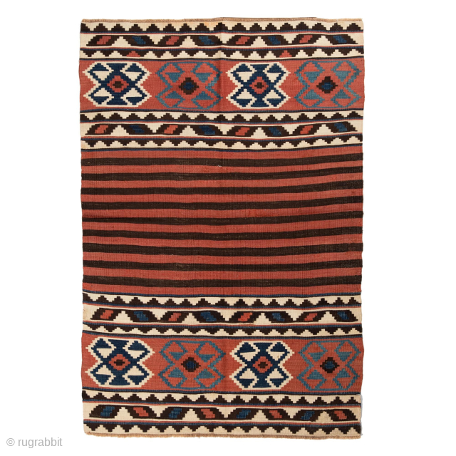 Antique Caucasian Shirvan Kilim, Circa 1880, 3’4x5’1 Ft.                         