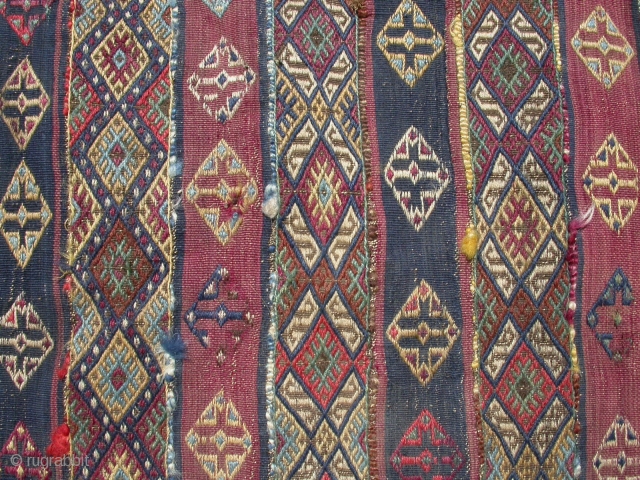 A cicim (brocade) runner, possibly Malatya area, mid to late 19th c. Poor condition with holes and scorch marks, but the item is complete with original borders and edge trim. It remains  ...