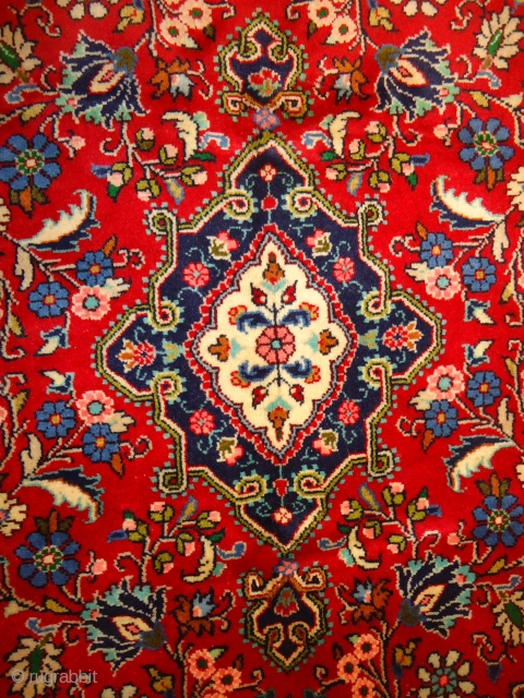 Kashan Poshti with shiney wool,Perfect condition,Handwashed ready for the display.Size 3'3"*3'3".E.mail for more ifno.                   