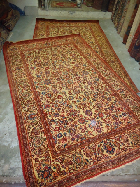 Beautiful Isfahan Pair with good colours and condition,Ready for the floor.Size 7*4'5".E.mail for more info.                  