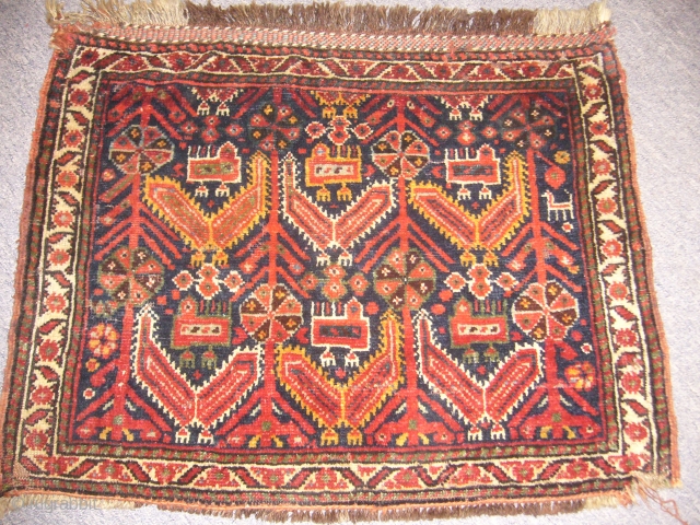 Very Beautiful and unusual Qashqai or Khamseh Bagface,fine weave and good colours.Email for more info.                  