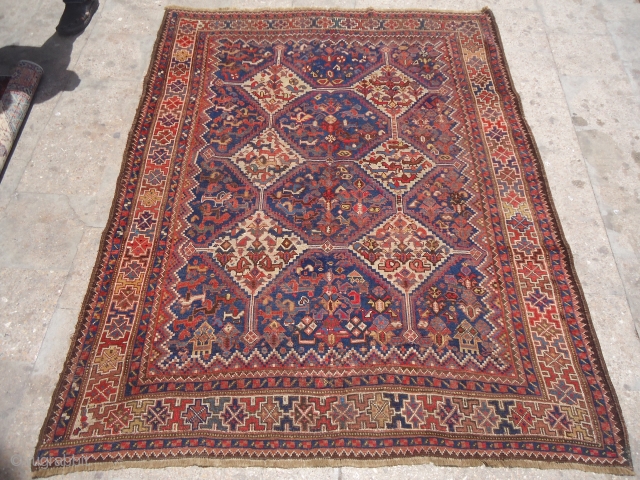 Khamseh Rug,with beautiful design and colors,as found.E.mail for more info.                       