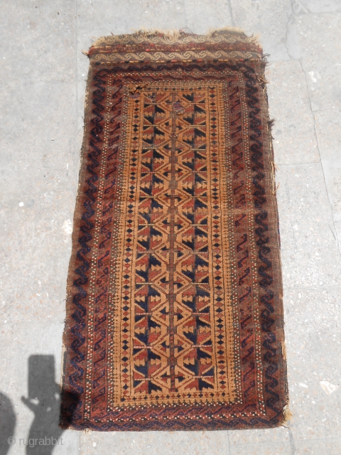 Baluch Balisht with extra fine weave and beautiful kilim backing,with some silk highlights,Size 3'2"*1'7".E.mail for more info.                