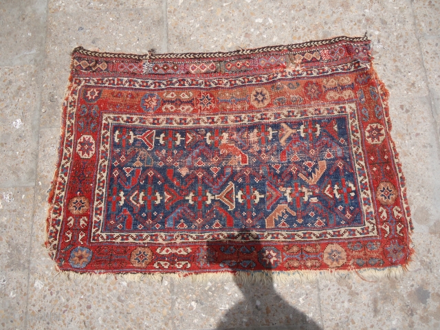 Early Afshar Bagface with besutiful colors and border,fine weave and good age,As found.Size 2'8"*1'8".E.mail for more info.                