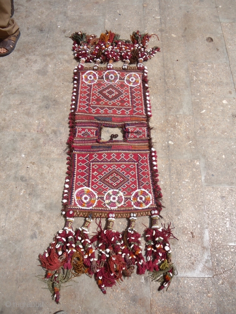 Flatwoven Baluch Complete Khorjin with beautiful natural colors and very nice desigen,very nice stripe kilim backing,fine weave,all good colors.All original.Size 3'3"*1'7".E.mail for more info and pics.       