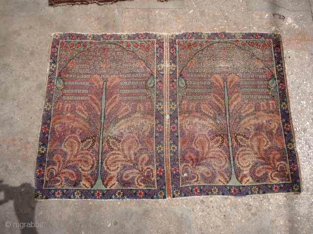 Kirman Mat Early Pair with beautiful colors and desigen.Good age and colors,finely woven.All original without any repair or work done.In geniune condition since they weaved it.Nice condition.Size 3'6"*2'5".E.mail for more info and  ...