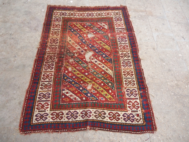 Caucasian Genjeh Rug with great Natural Colors and beautiful stripe desigen.As found.Size 6*4'2".E.mail for more info and pics.               