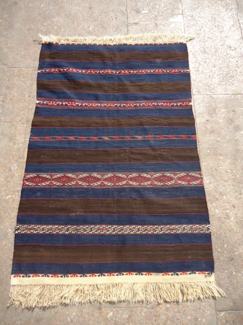 West Anatolian small kilim or Chuval front,extra ordinary fine weave and great natural colors,good condition,Size 3'10"*2'8".E.mail for more info and pics.            