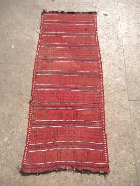 Baluch flatwoven pannel with great natural colors,fine weave and good age.As found without any repair or work done.E.mail for more info and pics.          