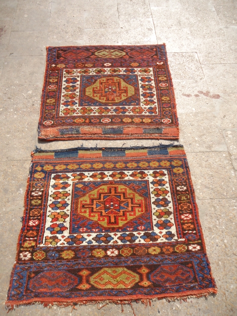 Jaf Kurd Pair with beautiful natural colors and very unusal desigen,nice age,As found without any repair or work done.Size 3ft*3fft each.E.mail for more pics and info.       