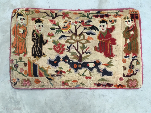 Antique Tibetan Pictural Rug Size 2.9 x 1.8 Ft.                        