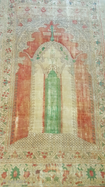 Antique Ottoman Prayer rug (tinted)                            