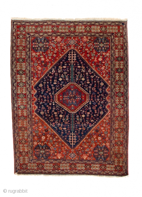 Fine Antique Abadeh Rug
Fars Province,Southern Persia
Circa 1900
Size 1.42 x 1.07m

To the laymen’s eyes, rugs made in the Abadeh area have a strong similarity to rugs woven by the Shiraz tribes, albeit generally  ...