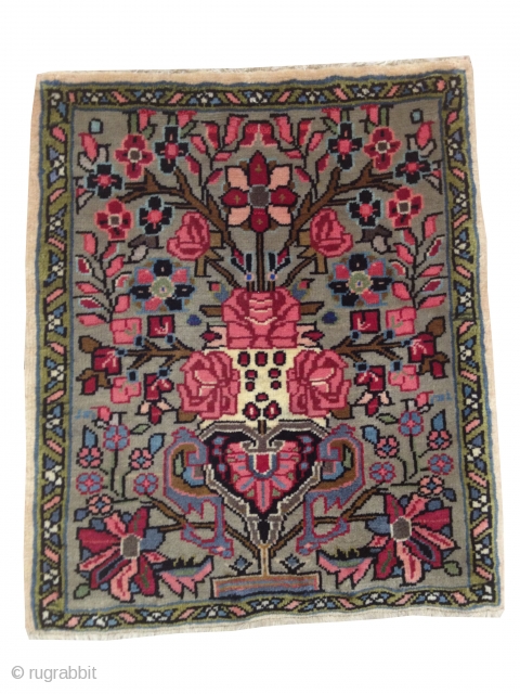 Tiny little Bijar! Not terribly old but it's cute and I believe it could be classified as collectable. It measures 14" x 16". I bought this few years ago in Iran. I  ...