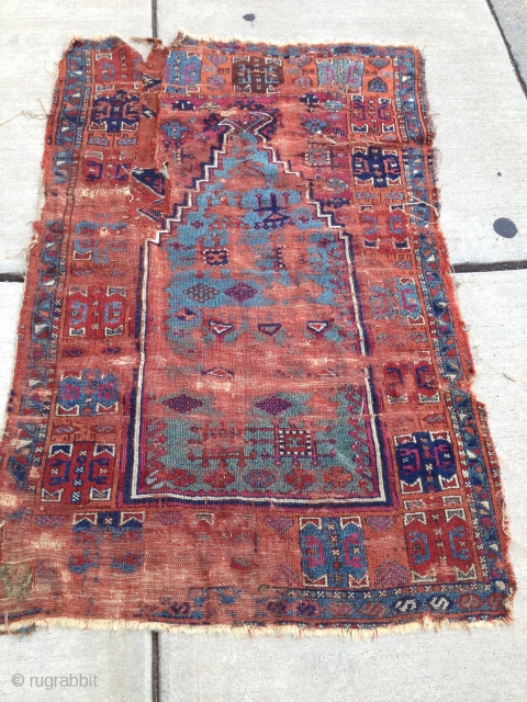 Hello everyone this week I have a beauty for your pleasure. This old Anatolian Prayer rug is very pleasing even though the condition, well... pictures speak for themselves! Please if you have  ...