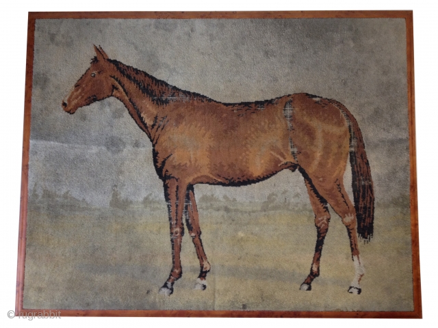 Hi Folks,
This is beautiful Americana rug framed professionally. It has some brown color corrosion otherwise in a very good shape. Collectible piece... It looks real nice on the wall. If you're horse  ...