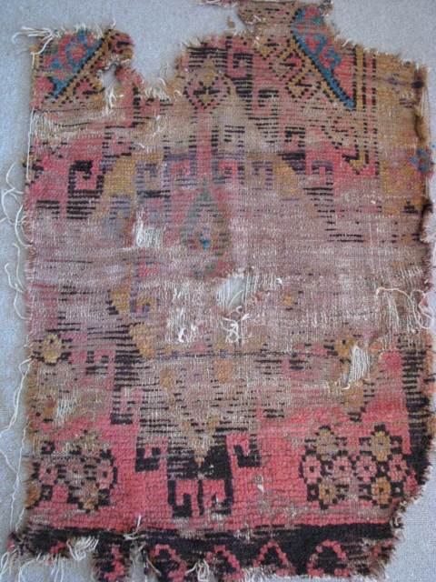 Konya rug fragment from second half of 19th century
size: 107cm x 74cm - 3.51ft x 2.42ft. To visit my other collections, https://www.etsy.com/your/shops/KILIMSE           