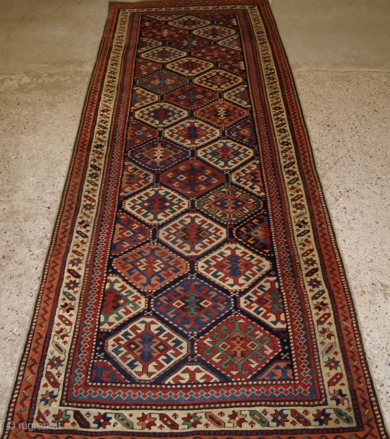 Fine Caucasian runner with superb colour, Size: 295 x 102cm.                       