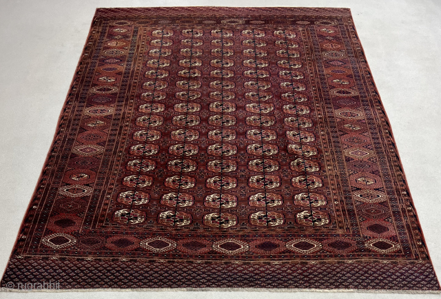 Antique Tekke, c. 1900. 10 x 7 ft (300 x 215 cm), good condition. You can call me at +1 (952) 853-5000 or use my website, https://kuroshrugs.com.      