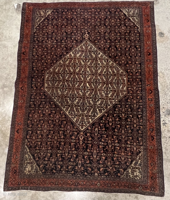 Superfine 19th century Bibikabad. 4½ x 6½ ft (140 x 195 cm), fair condition with one small repair (see photo). We're having trouble with rugrabbit email. Please call me at +1 (952)  ...