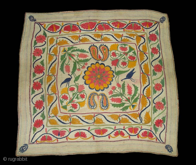 Kantha Quilted and embroidered cotton kantha Probably From East Bengal(Bangladesh)region.India.Its size is 78cmX85cm(DSC01842 New).                   