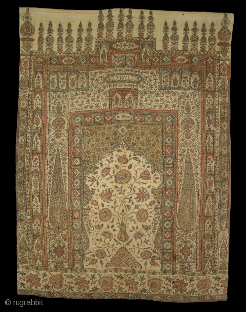 Kalamkari of Jainamaz style, From Msulipatam,Andhra Pradesh,India.Made for Persian Market,C.1835.Hand spurn cotton,Natural Dyes.Its size is 90cmX120cm(DSC01906 New).                