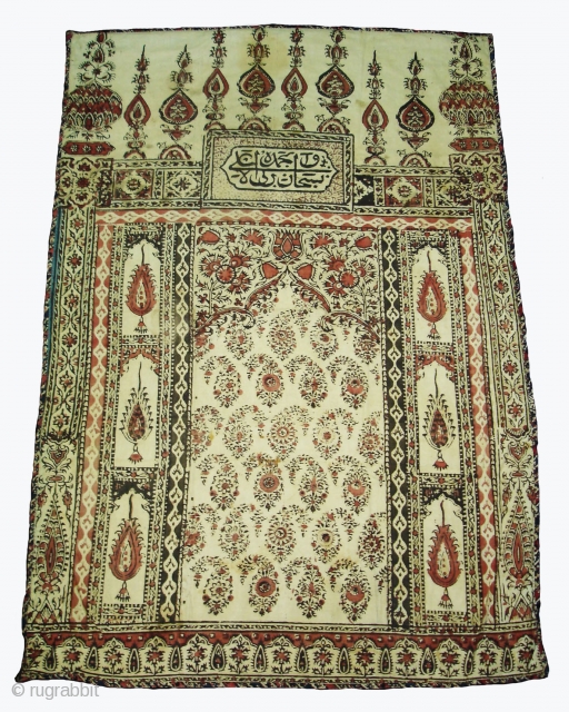 Kalamkari of Jainamaz style,From Msulipatam,Andhra Pradesh, India.Made for Persian Market,C.1865.Hand spurn cotton,Natural Dyes.Its size is 60cmX40cm(DSC05757 New).
                