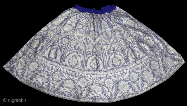 Zari (Real Silver)Brocade Skirt(Ghaghra)From Varanasi,Uttar Pradesh. India.Its size is L-90cm circle is 360cm(DSC02192 New).                   