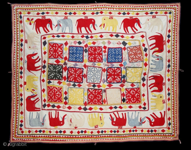 Marriage Canopy Applique work on the Cotton, From Saurashtra Region of Gujarat, India.Its size is 158cmx190cm. Circa 1900(DSC01819 New).              