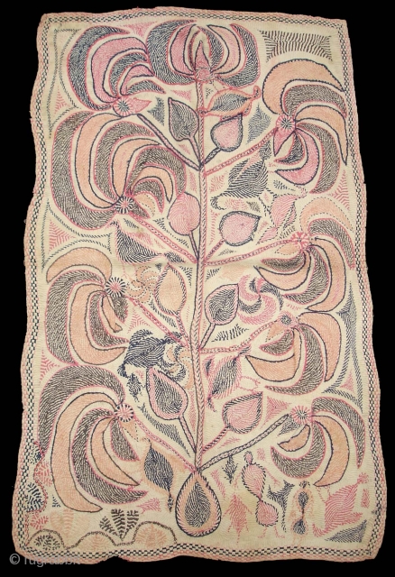 Kantha Quilted and embroidered cotton kantha Probably From East Bengal(Bangladesh) region,India.Its size is 55cmX88cm(DSC04426 New).                  