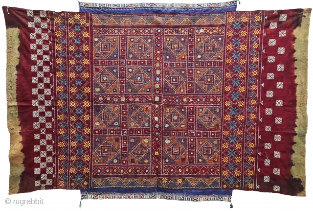 Odhani Bishnoi Shawl From Shekhawati District of Rajasthan, India. Odhani Look Like Tie and Dye,But Embroidered one by one on the cotton Khadder (Village Khadi)cloth with natural colours,From the Villages of Shekhawati  ...